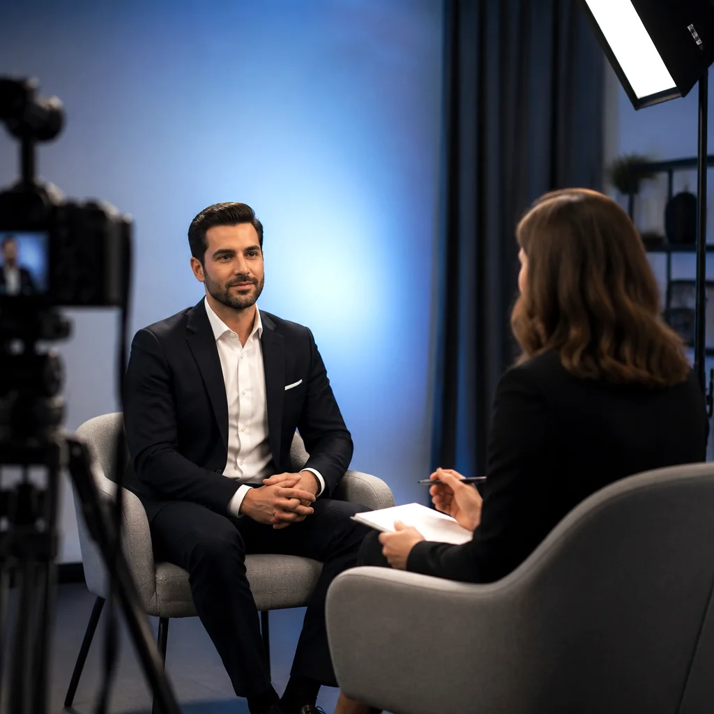 Imagem de um profissional se preparando para uma entrevista